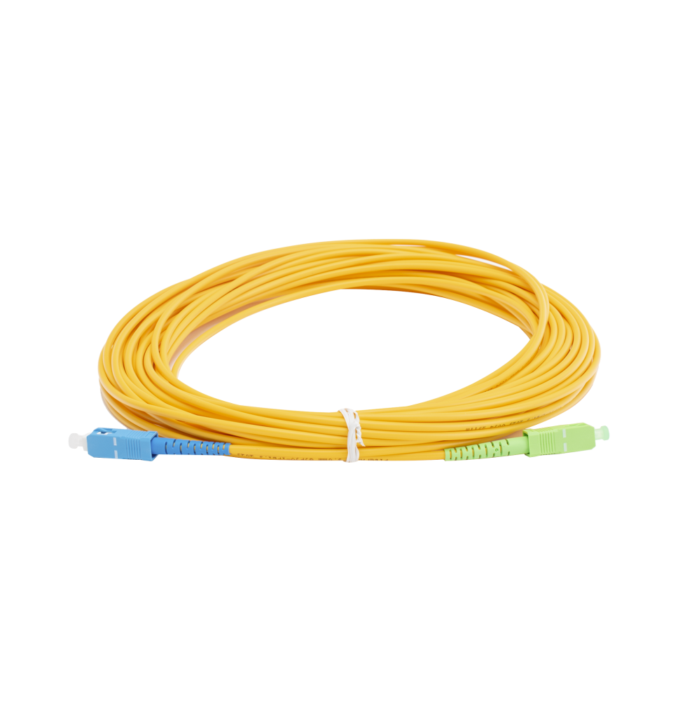 Jumper de Fibra óptica Monomodo SC/UPC - SC/APC Simplex, color amarillo, 15 metros