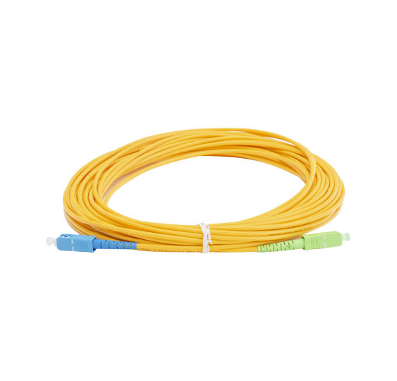 Jumper de Fibra óptica Monomodo SC/UPC - SC/APC Simplex, color amarillo, 15 metros