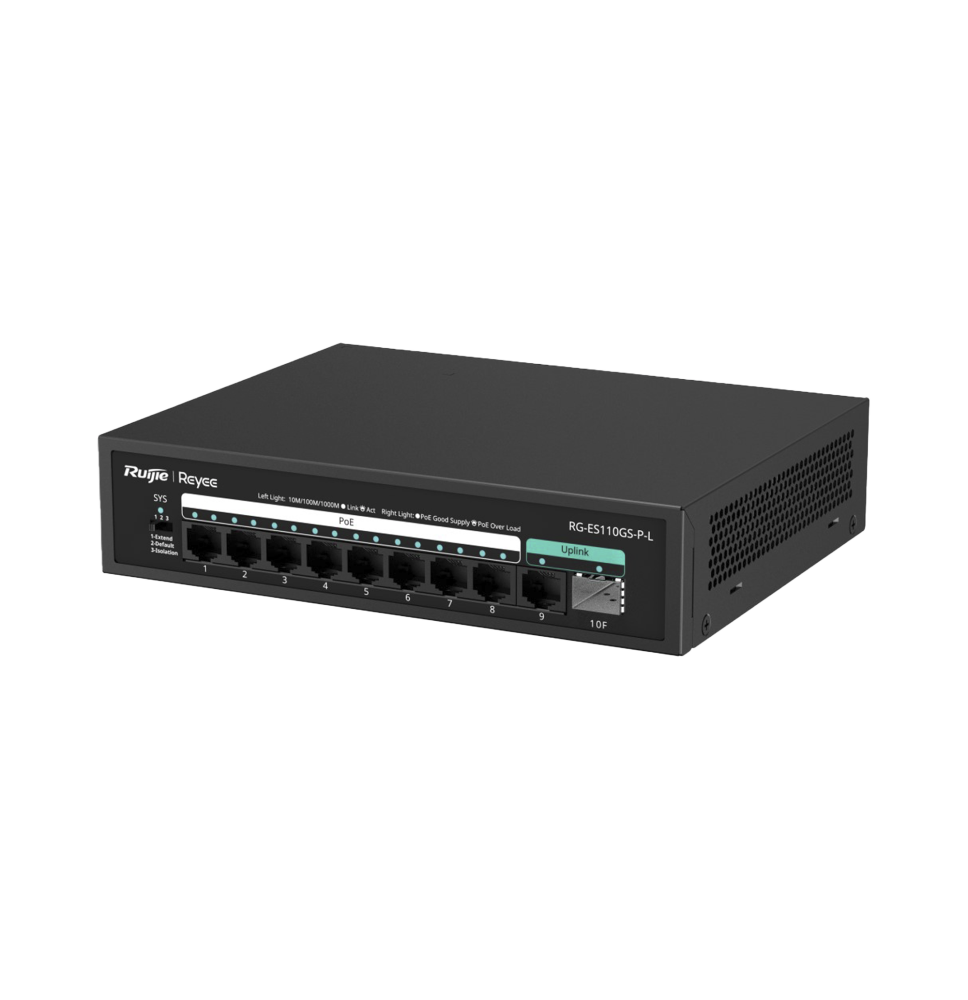 Switch PoE, no administrable, con 10 puertos 10/100/1000 Mbps Monitorearle en la Nube