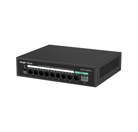 Switch PoE, no administrable, con 10 puertos 10/100/1000 Mbps Monitorearle en la Nube