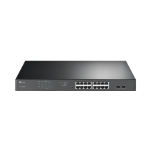 Switch JetStream de 16 puertos 10/100/1000Mbps y PoE af/at, 2 puertos SFP hasta 192W.