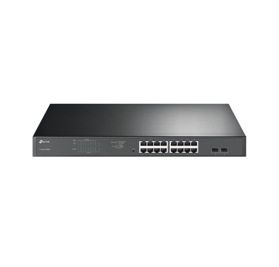 Switch JetStream de 16 puertos 10/100/1000Mbps y PoE af/at, 2 puertos SFP hasta 192W.