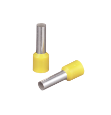 Ferrúl de cobre DIN Amarillo para Cable 10 AWG con largo 12 mm. Paquete de 100 Piezas