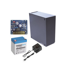 Kit con fuente PLB2 con salida de 12 Vcc a 1.5 Amper, incluye transformador y batería de 12 V a 5.5 Amper