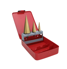 Juego de 3 Brocas Escalonadas HSS 4-12, 4-20, 4-32 mm (Para Plástico o Metal).