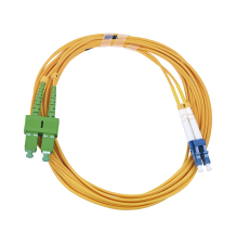 Jumper de Fibra óptica Monomodo 9/125 LC/UPC-SC/APC, PVC, 2.0 mm, Dúplex, amarillo, 3 metros