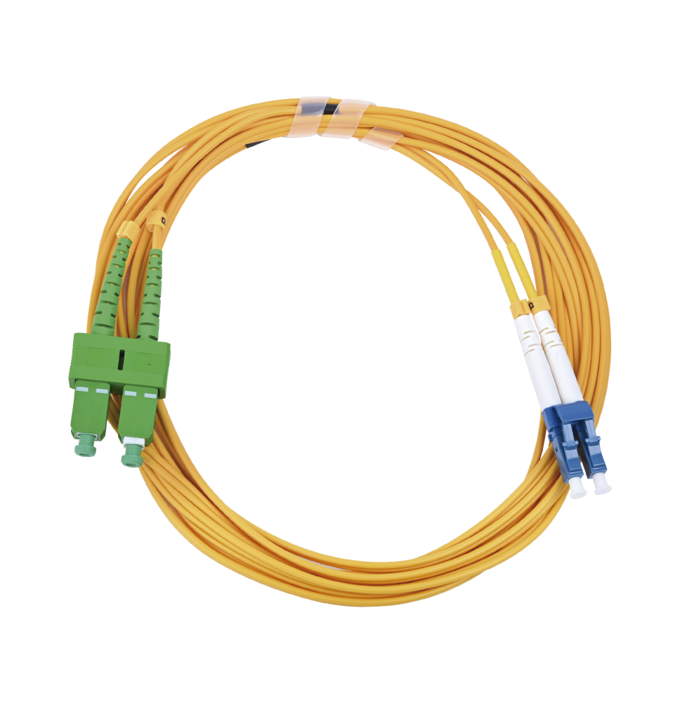 Jumper de Fibra óptica Monomodo 9/125 LC/UPC-SC/APC, PVC, 2.0 mm, Dúplex, amarillo, 3 metros