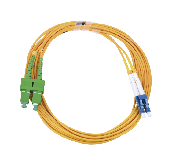 Jumper de Fibra óptica Monomodo 9/125 LC/UPC-SC/APC, PVC, 2.0 mm, Dúplex, amarillo, 3 metros