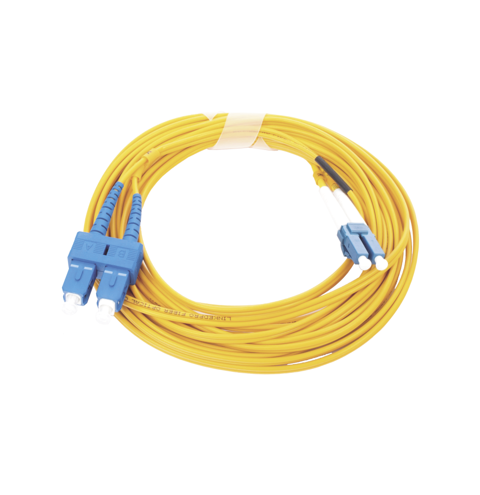 Jumper de Fibra óptica Monomodo 9/125 LC/UPC-SC/UPC, PVC, 2.0 mm, Dúplex, amarillo, 5 metros