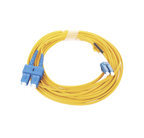 Jumper de Fibra óptica Monomodo 9/125 LC/UPC-SC/UPC, PVC, 2.0 mm, Dúplex, amarillo, 5 metros