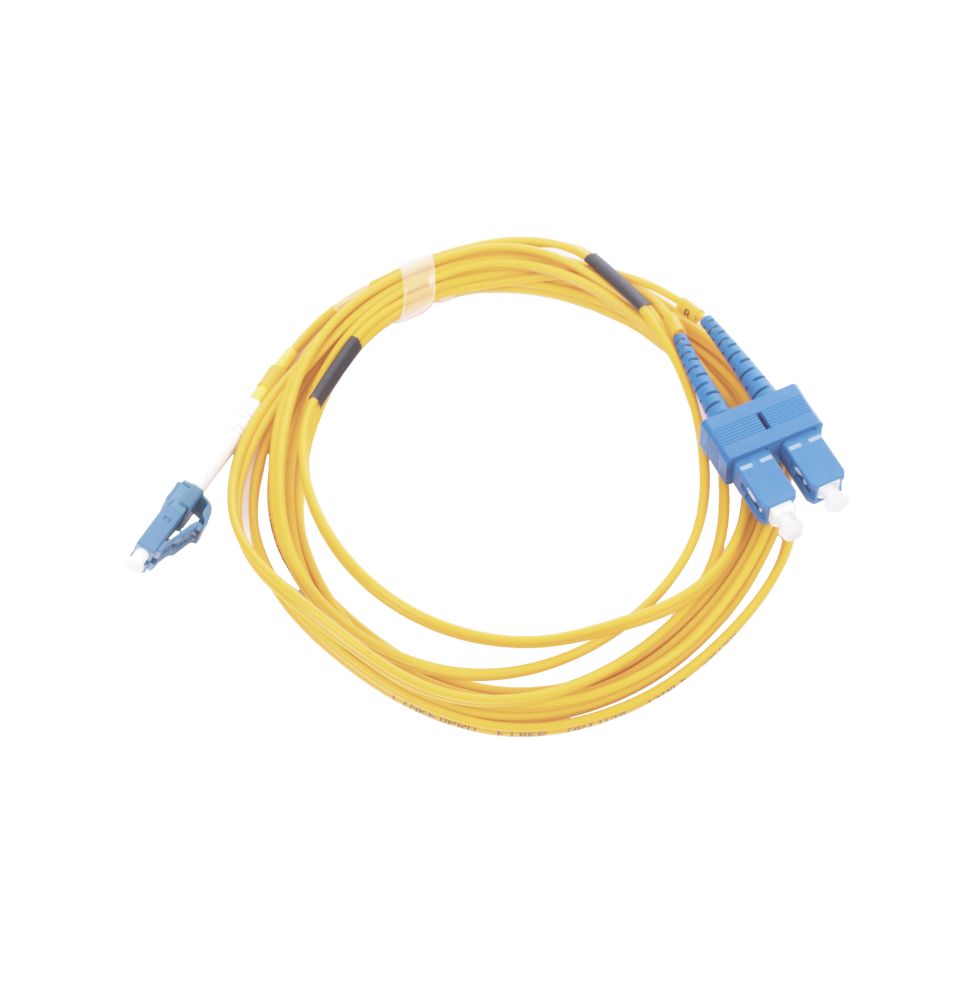 Jumper de Fibra óptica Monomodo 9/125 LC/UPC-SC/UPC, PVC, 2.0 mm, Dúplex, amarillo, 3 metros