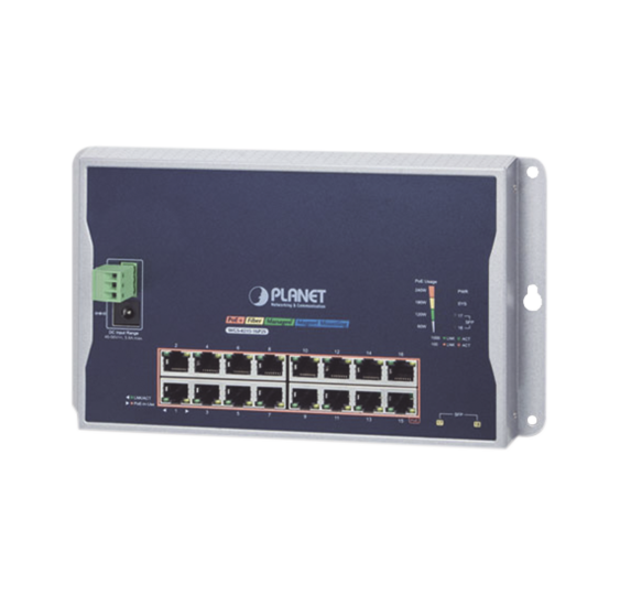 Switch Industrial Administrable Capa 2 de Pared,16 Puertos PoE 802.3at Gigabit y 2 Puertos SFP