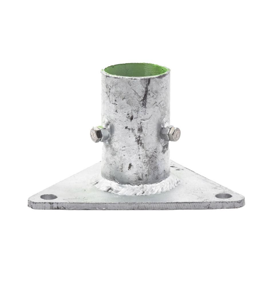 Base Triangular para Mástil de 1 a 2 con Opresores. Galvanizado por Inmersión en Caliente.