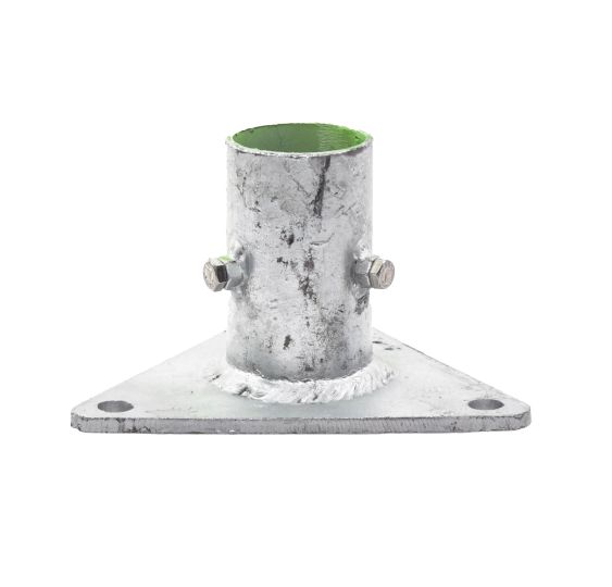 Base Triangular para Mástil de 1 a 2 con Opresores. Galvanizado por Inmersión en Caliente.