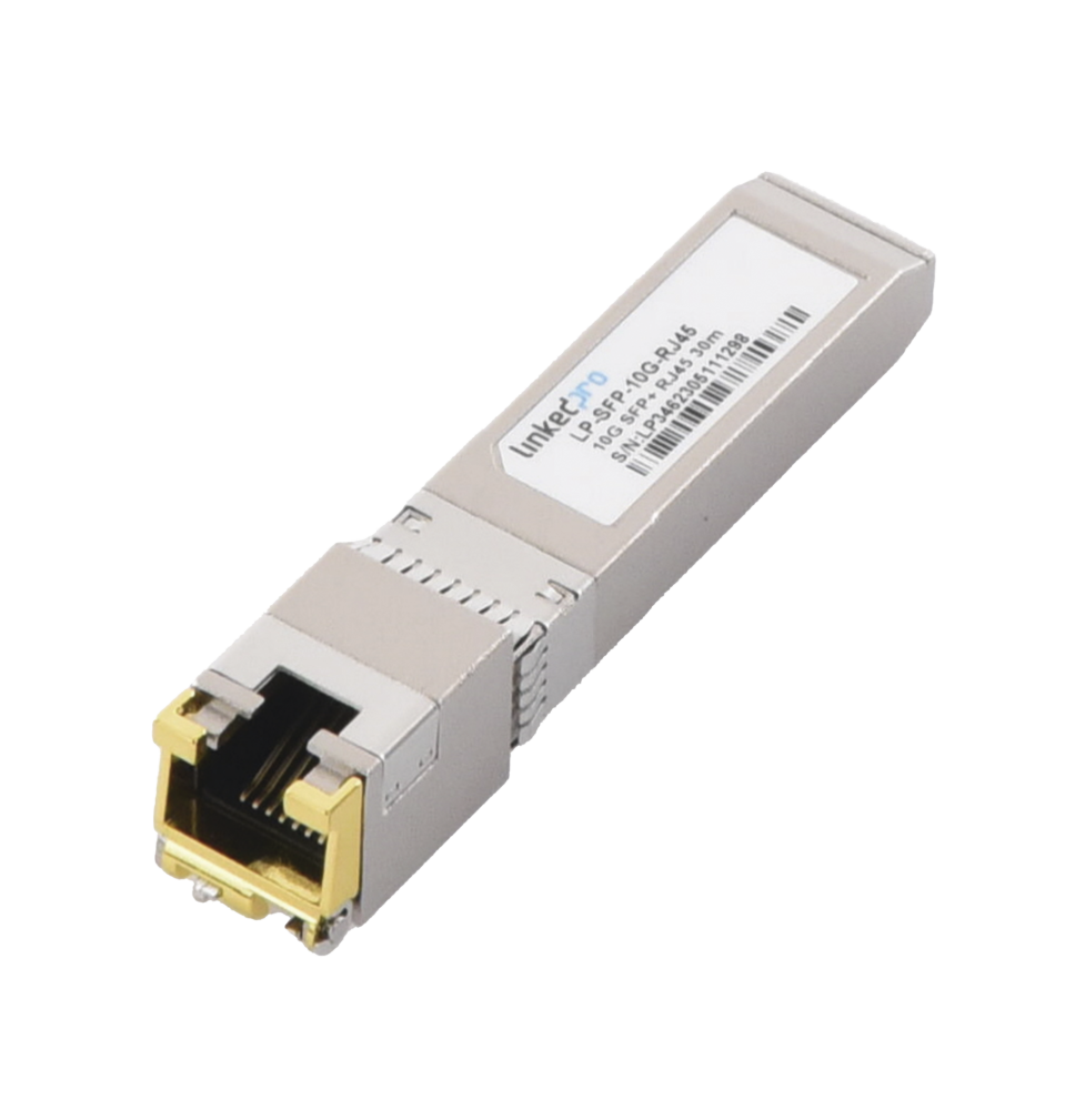 Transceptor óptico SFP+ a RJ45 /10 Gbps / Conector RJ45 / 10GBASE-T / Distancia de hasta 30 m.