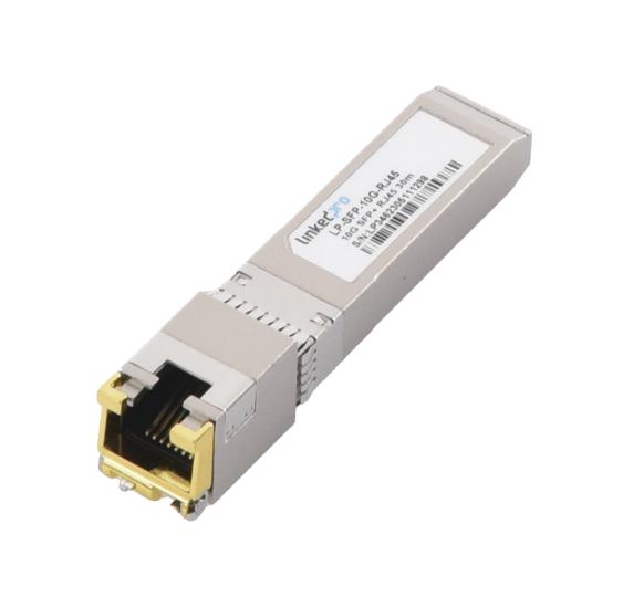 Transceptor óptico SFP+ a RJ45 /10 Gbps / Conector RJ45 / 10GBASE-T / Distancia de hasta 30 m.