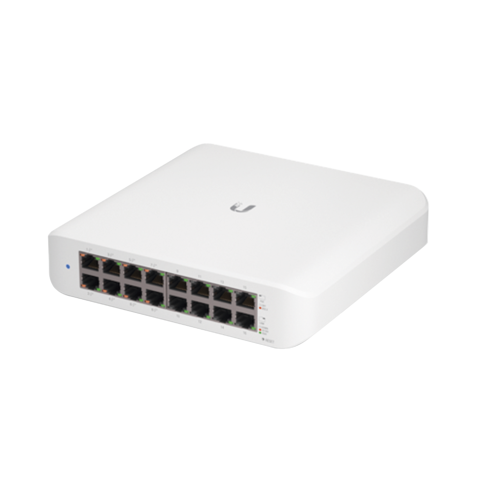 Switch UniFi Lite Administrable PoE de 16 Puertos 10/100/1000 Mbps (8 puertos 802.3af/at), 45 W