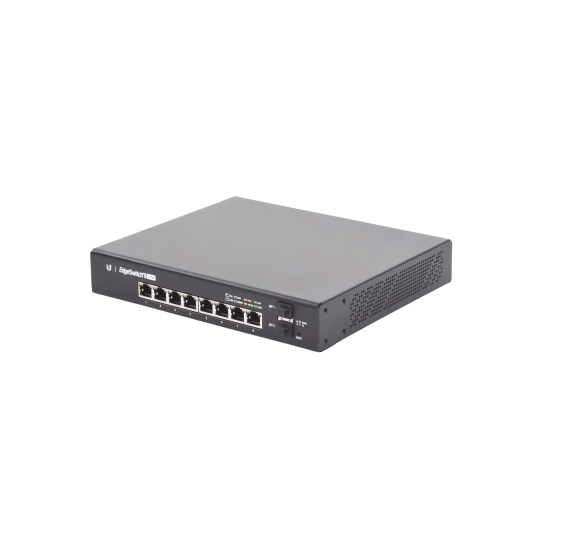 Switch EdgeMAX Administrable de 8 Puertos Gigabit con PoE+/PoE Pasivo 24V + 2 Puertos SFP, 150 W