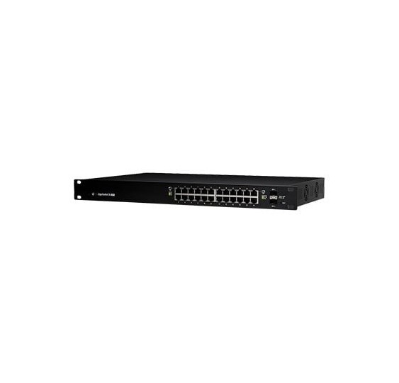 Switch EdgeMAX administrable de 24 puertos Gigabit con PoE+/PoE Pasivo 24V + 2 Puertos SFP, 250 W