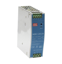 Fuente de poder industrial de 120 W, salida 24 Vcc, entrada 90~264 VCA, para montaje en riel DIN,