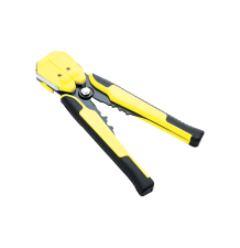 Pinza multifuncional Pelacables, con terminal de pestaÃ±a, prensado automático de color amarillo.