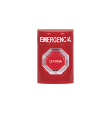 Botón de Emergencia, Texto en Español, Color Rojo, Acción Mantenida, Girar para Restablecer y LED Multicolor