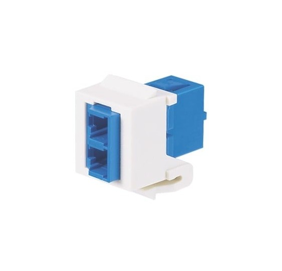 Módulo Acoplador LC Duplex, para Fibra óptica Monomodo OS1/OS2, Tipo Keystone, Color Blanco Mate