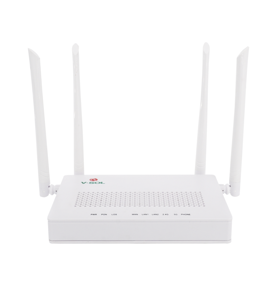 ONU Dual G/EPON con Wi-Fi AC de doble banda, 1 puerto SC/UPC + 2 puertos LAN Gigabit + 1 puerto FXS