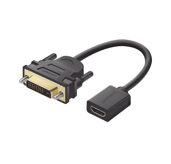 Convertidor DVI macho a HDMI Hembra | Bidireccional | DVI 24+1 | 1080P@60Hz | Cable de 22cm | Negro.