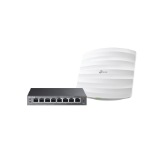 Kit de access point EAP245 y switch PoE TL-SG108PE, doble banda AC, hasta 1750 Mbps, 1 puerto Gigabit