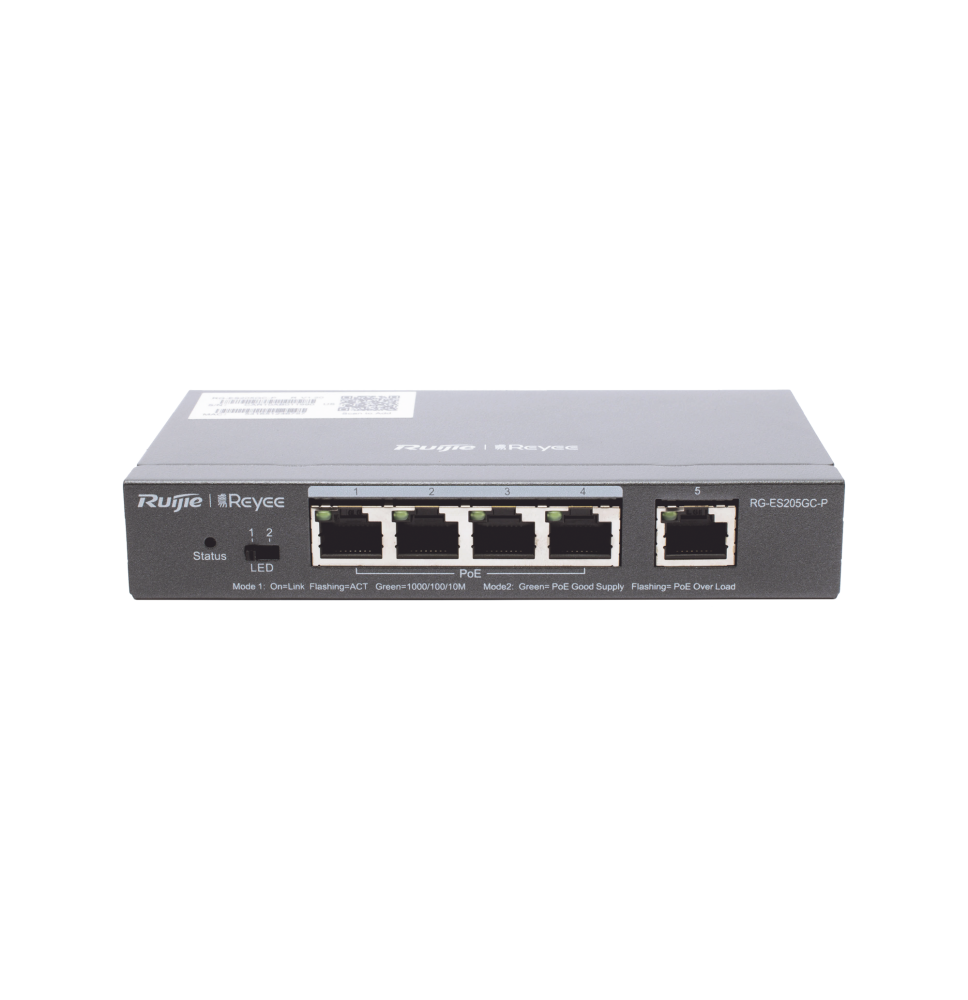 Switch Administrable PoE con 5 puertos Gigabit, 4 PoE 802.3af/at, gestión gratuita desde la nube, 54w