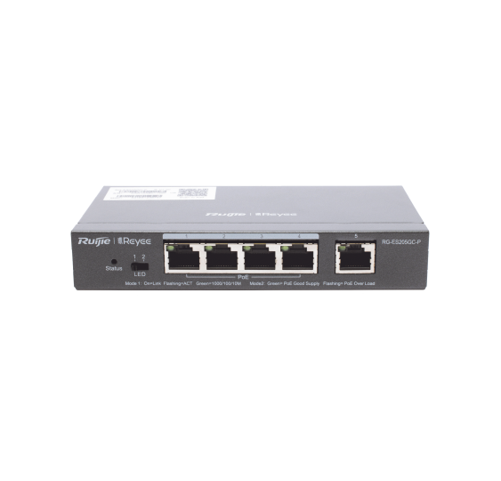 Switch Administrable PoE con 5 puertos Gigabit, 4 PoE 802.3af/at, gestión gratuita desde la nube, 54w